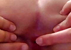 Shrunken inclusive spreads asshole plus shows pussy