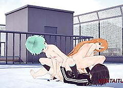 Threesome, Asuana coupled roughly Asada masturbate Kirito roughly their nuisance